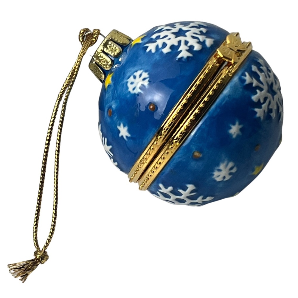 Vintage Studio Blake Signed Trinket Blue Snowflake Christmas Ornament